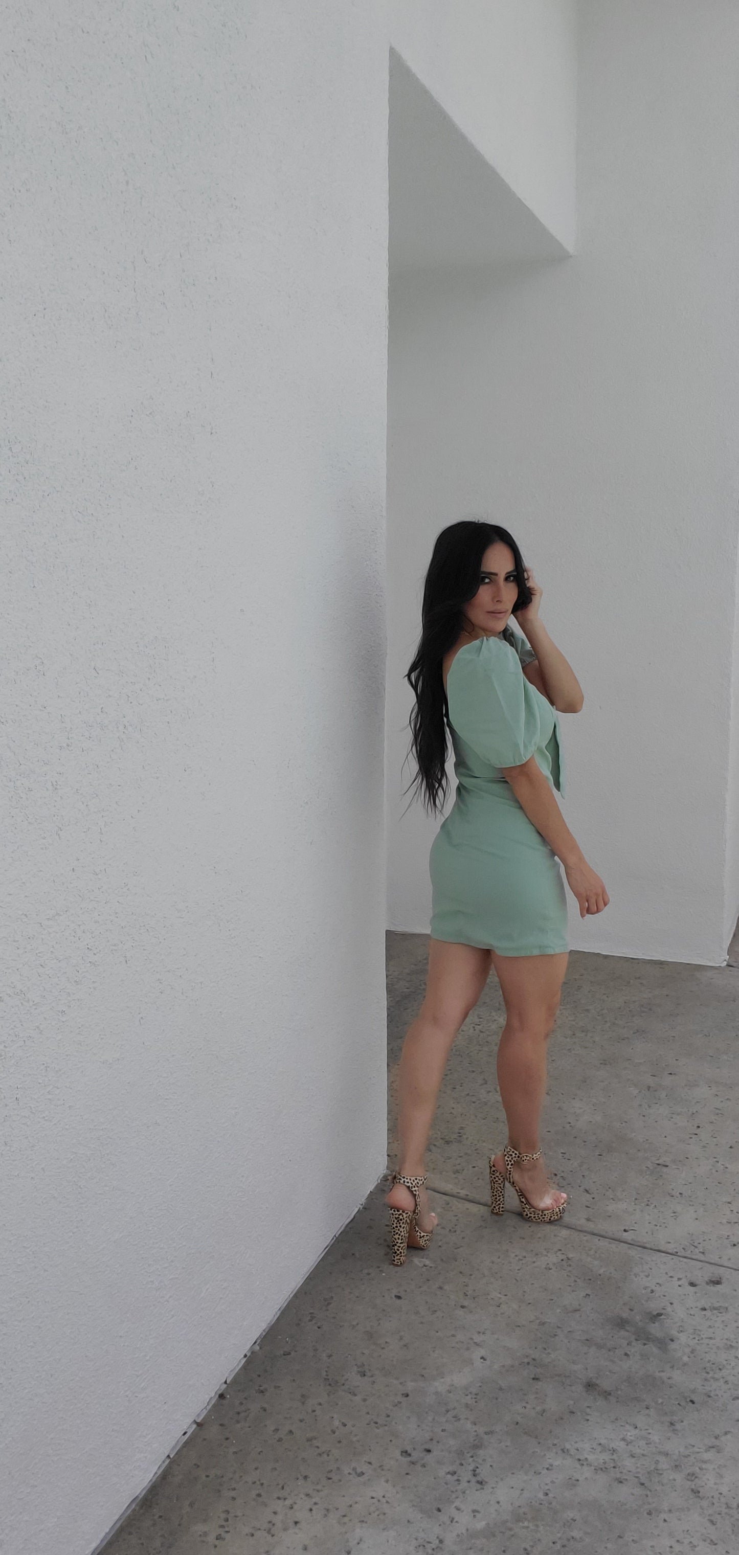 Pistachio Off Shoulder Mini Dress