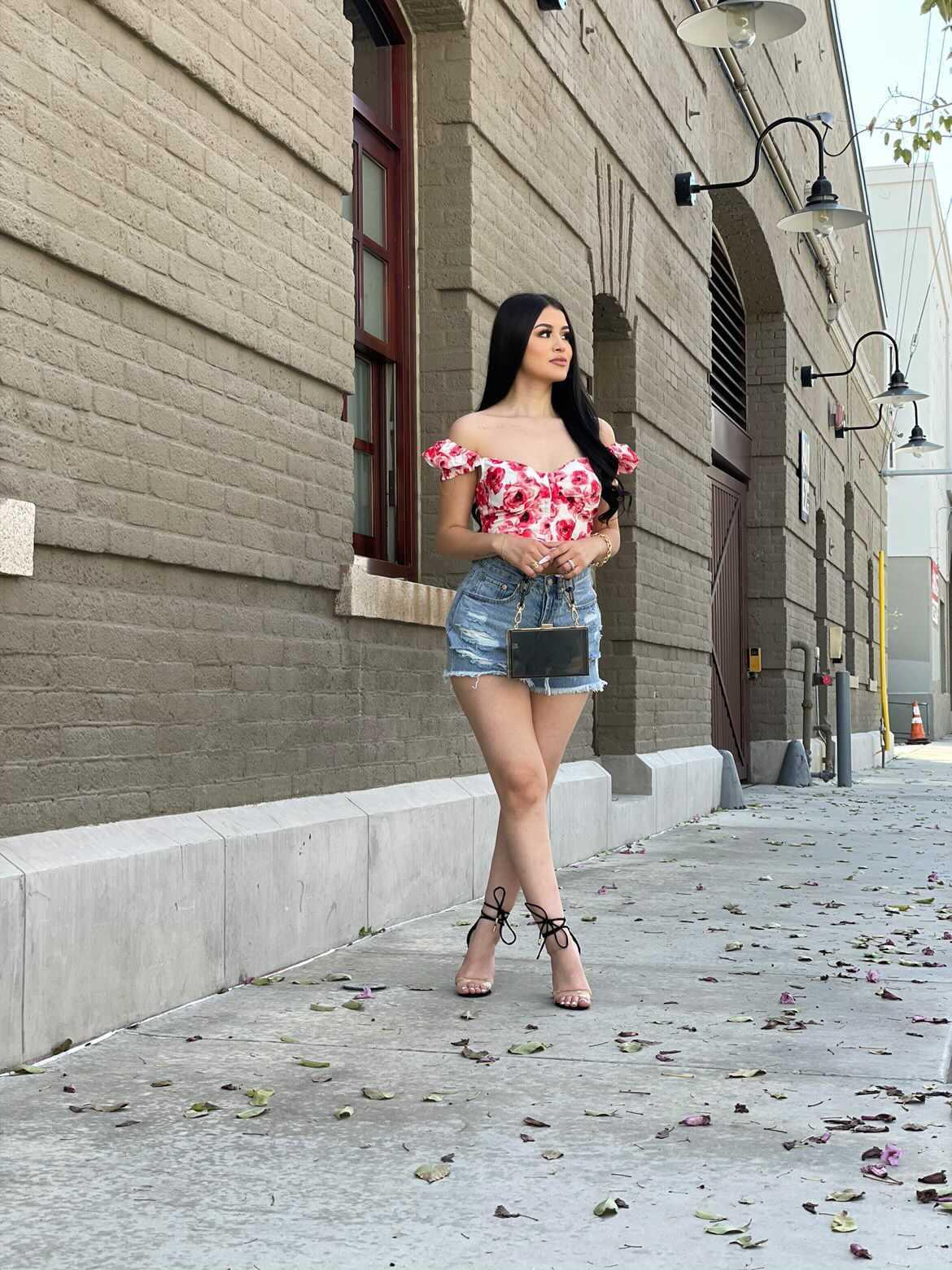 Red "Floral" Crop Top