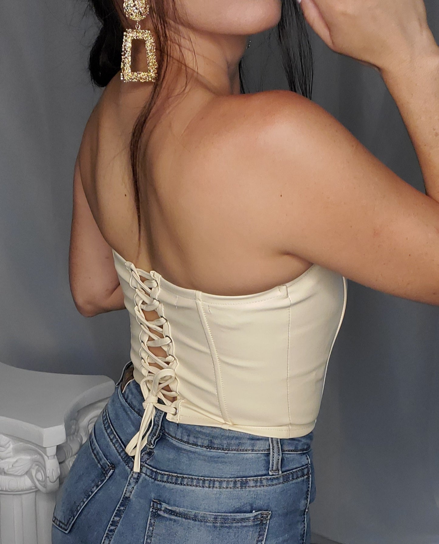 Lace Me Up Beige Corset